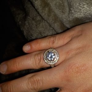 Macy's size 7/8 engagement ring bloom/halo type ring